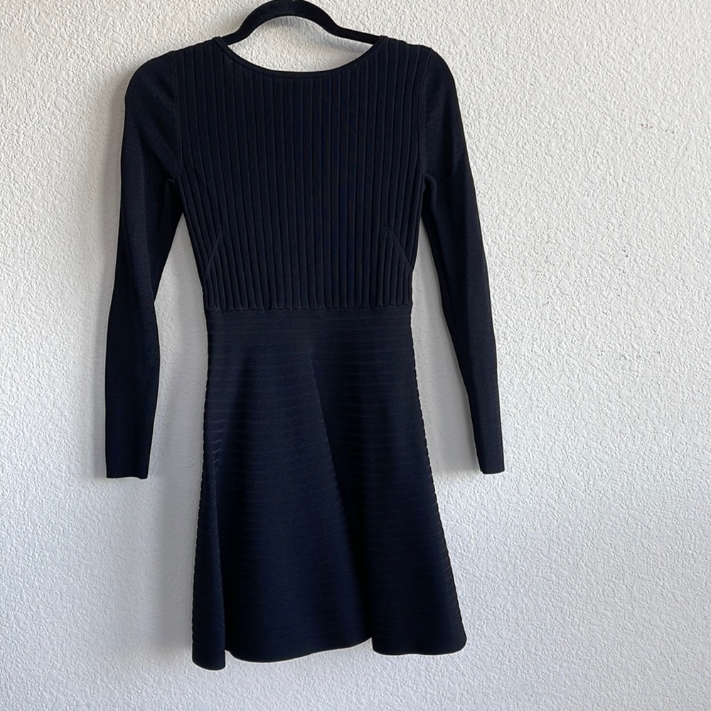 Top Shop Black Jersey Ribbed Mini Dress, size 6, lace up in back, wore twice